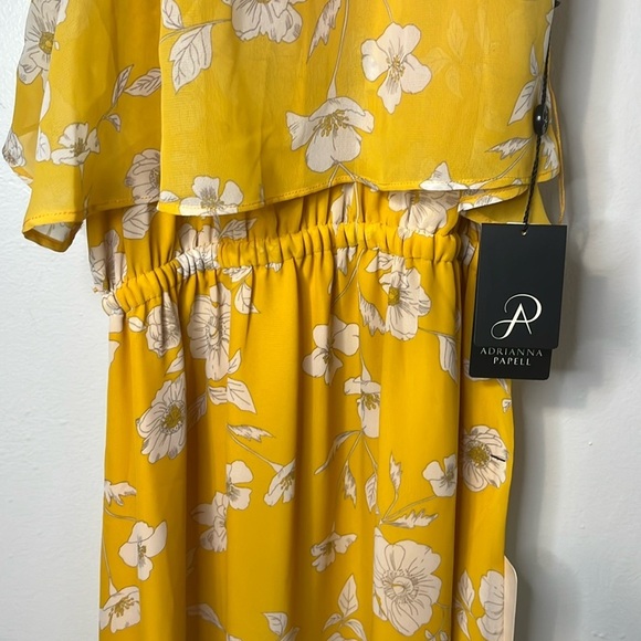 Adrianna Papell NWT Yellow with White Flowers Halter Maxi Dress Size 8 Wedding - Picture 4 of 11